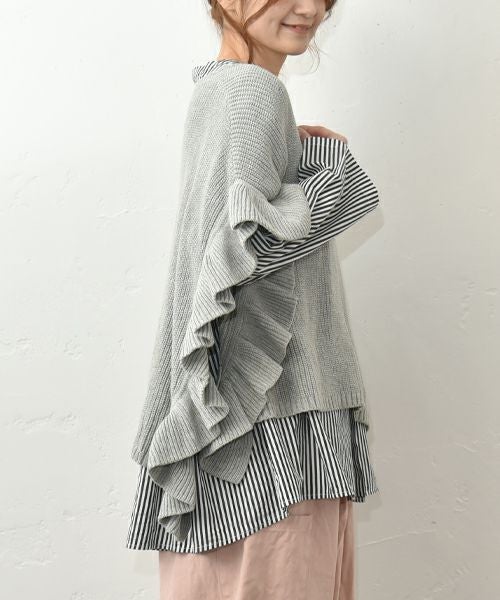 hagumu｜フリルニットポンチョ [[MT-0490]][C]