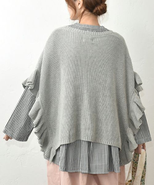hagumu｜フリルニットポンチョ [[MT-0490]][C]