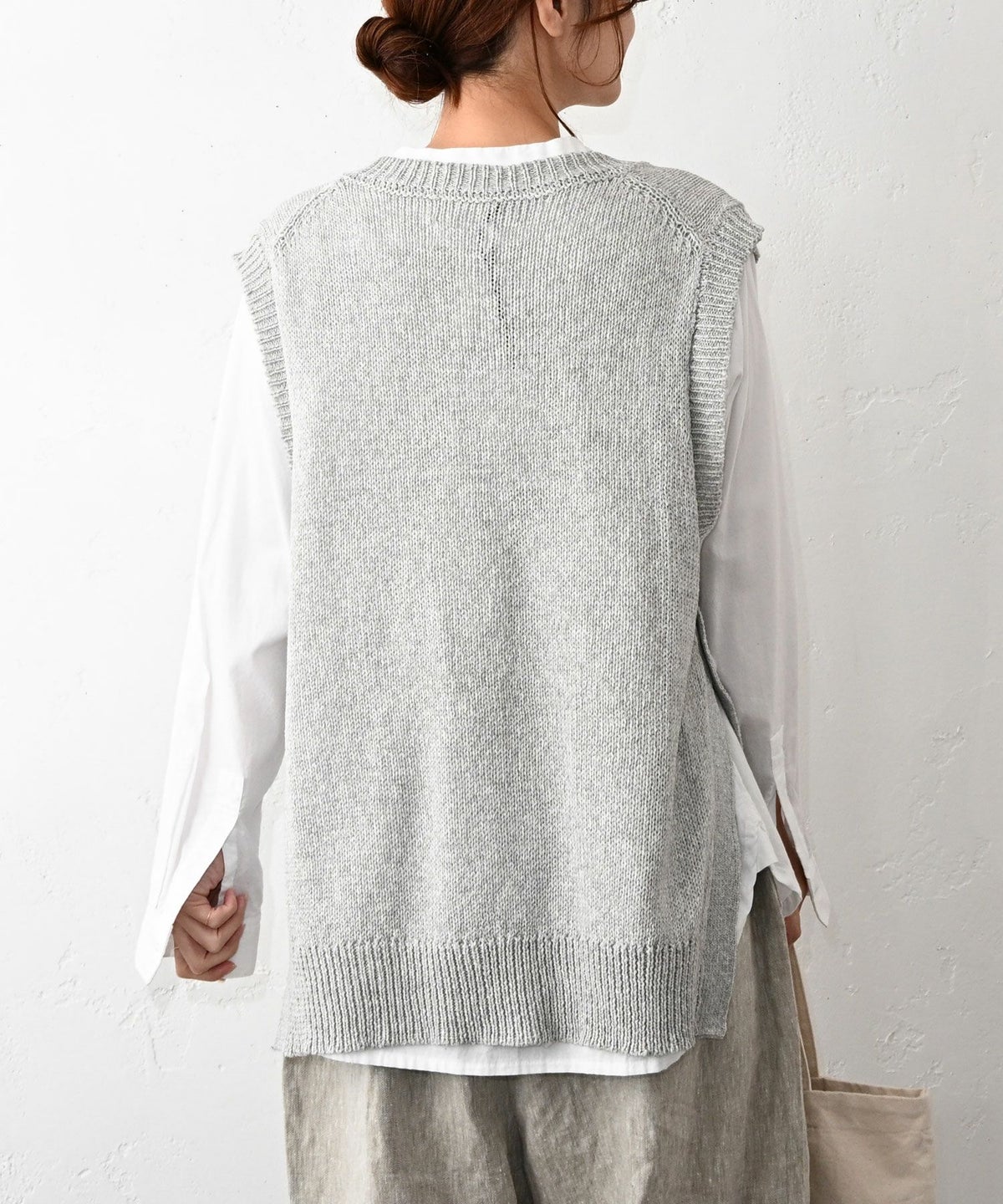hagumu｜サイドボタン麻混ニットベスト [[MT-0496]][C]