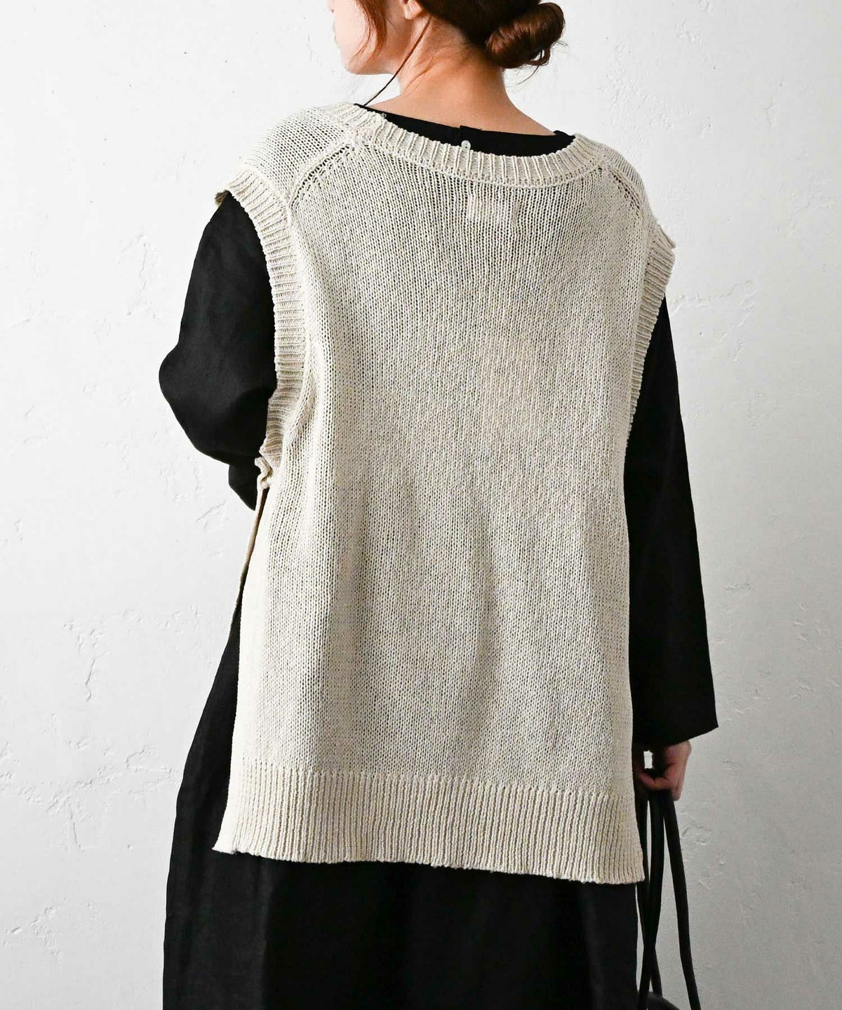 hagumu｜サイドボタン麻混ニットベスト [[MT-0496]][C]
