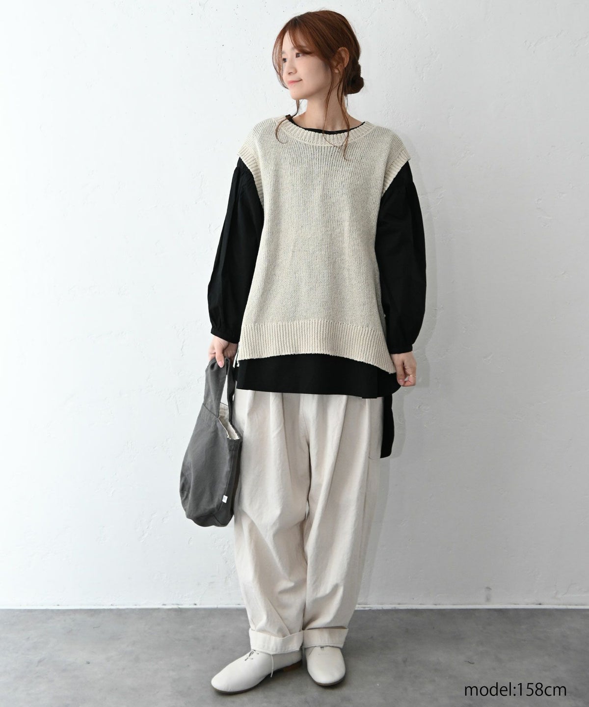 hagumu｜サイドボタン麻混ニットベスト [[MT-0496]][C]