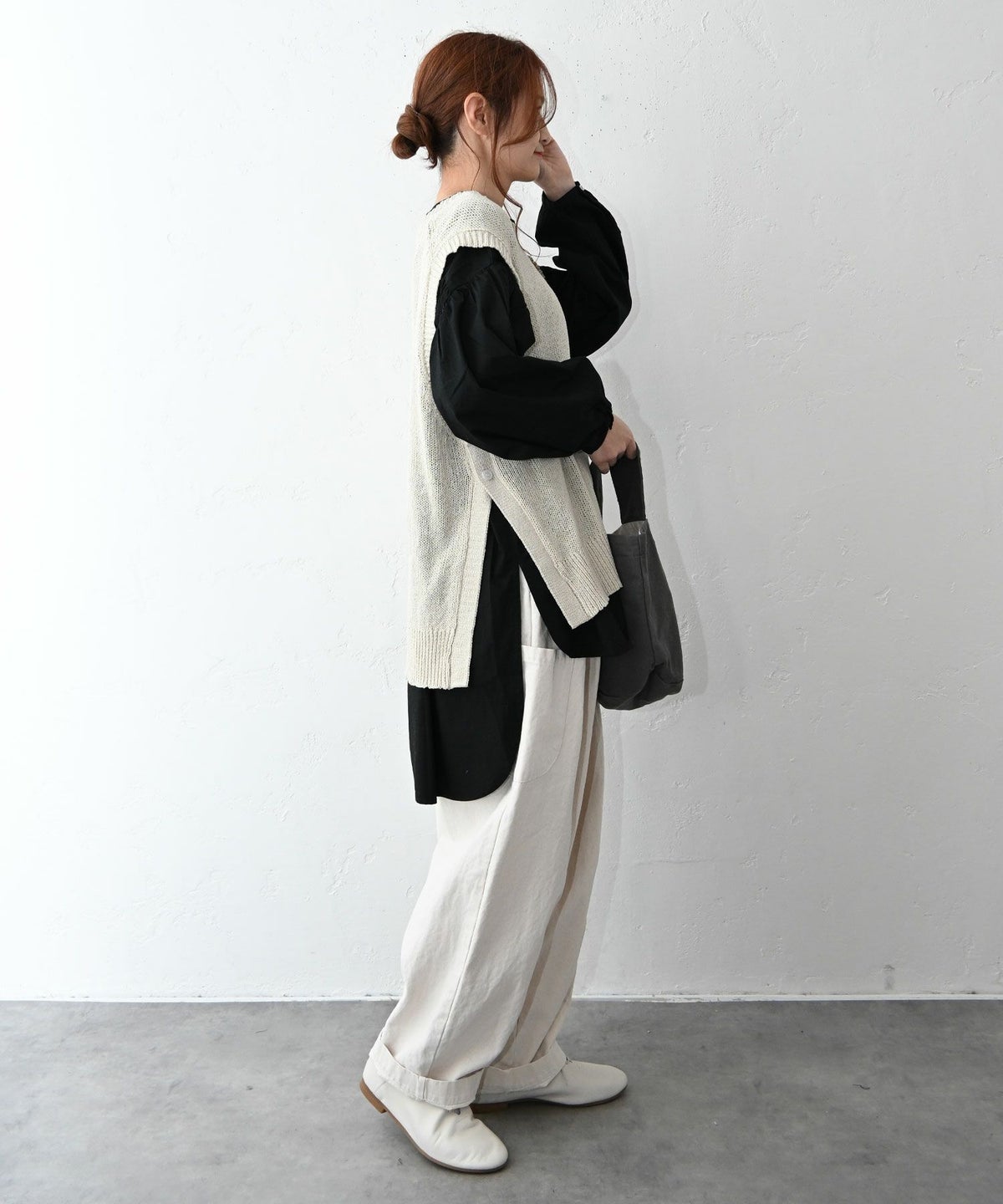 hagumu｜サイドボタン麻混ニットベスト [[MT-0496]][C]