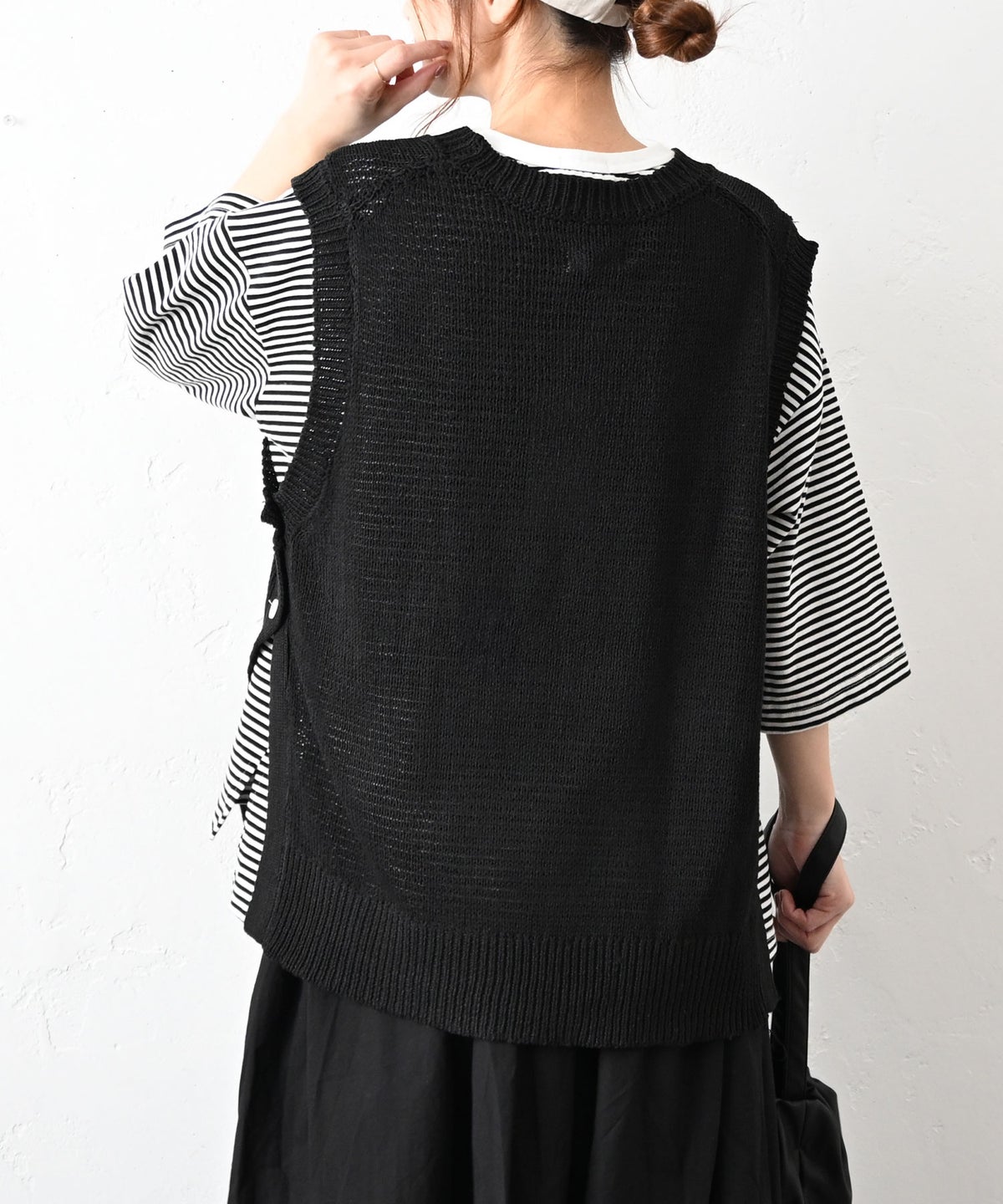 hagumu｜サイドボタン麻混ニットベスト [[MT-0496]][C]