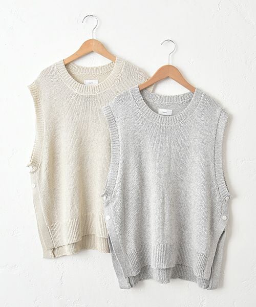 hagumu｜サイドボタン麻混ニットベスト [[MT-0496]][C]