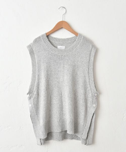 hagumu｜サイドボタン麻混ニットベスト [[MT-0496]][C]