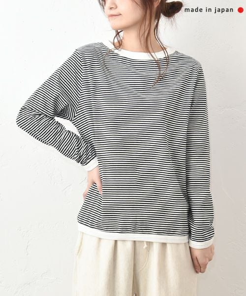 and quarter｜10分袖ボーダーカットソー [[MA-055]][C]