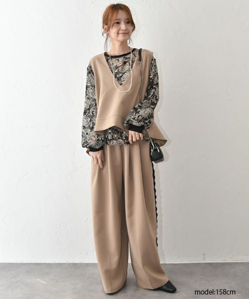 TRANOI.｜バックスリットキーネックジレ [[214R228]][C]