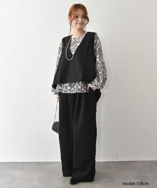 TRANOI.｜バックスリットキーネックジレ [[214R228]][C]