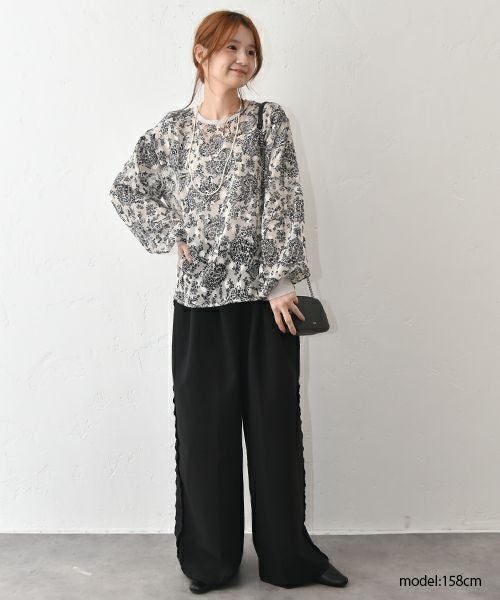 TRANOI.｜サイドプリーツワイドパンツ [[214R514]][C]