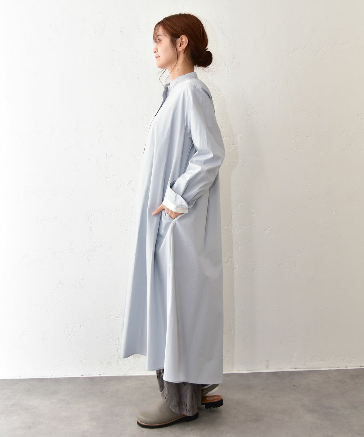 MidiUmi｜line band cpllar shirt OP [[3-75999761]][C]