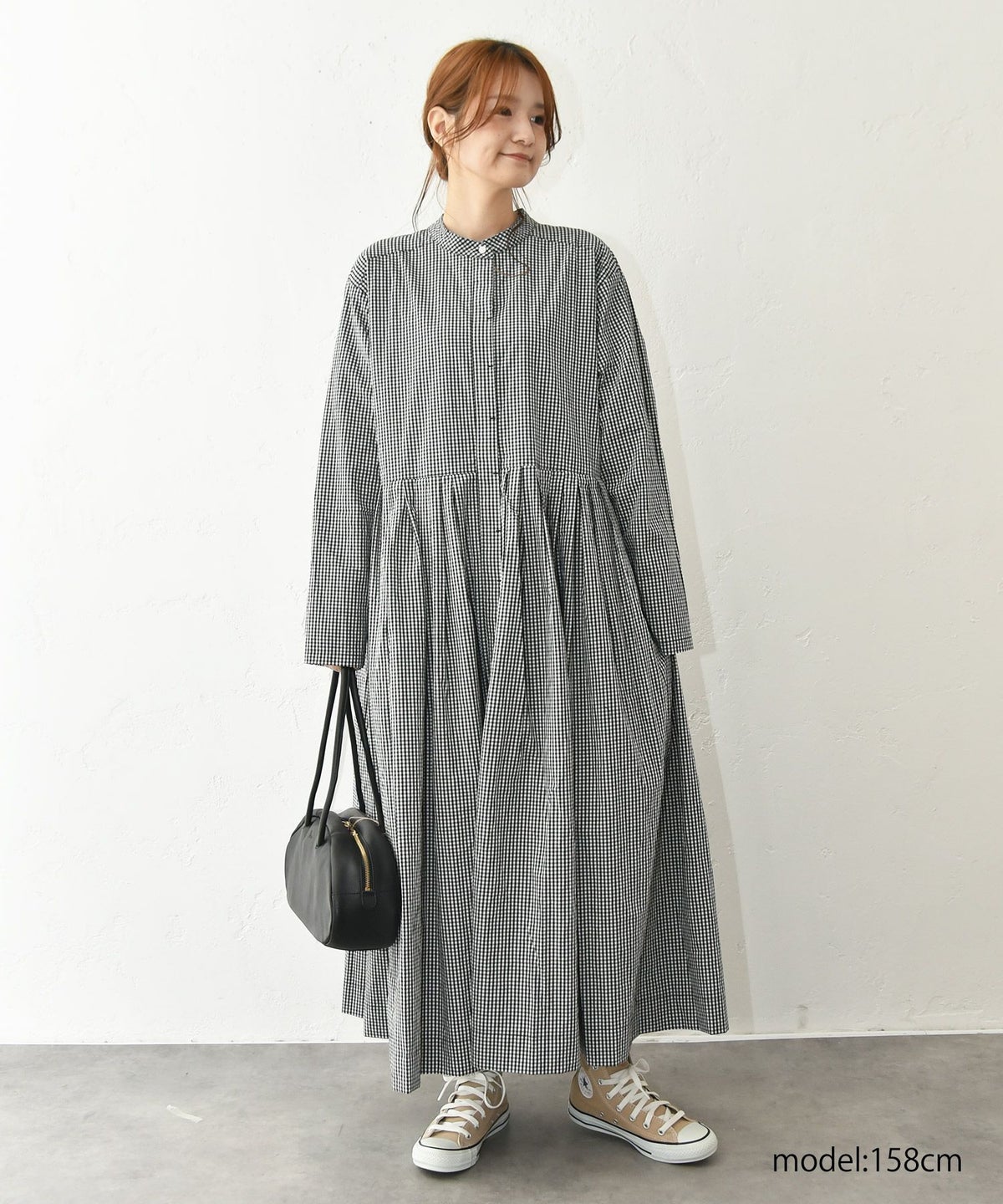 OMEKASI｜前開きチェックタックワンピース [[hag-197]][C]