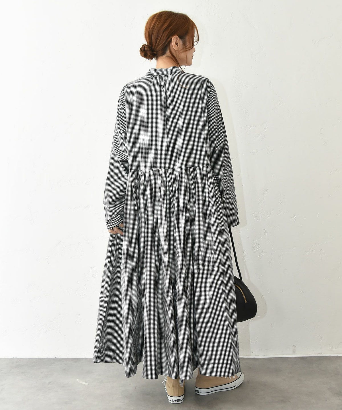 OMEKASI｜前開きチェックタックワンピース [[hag-197]][C]