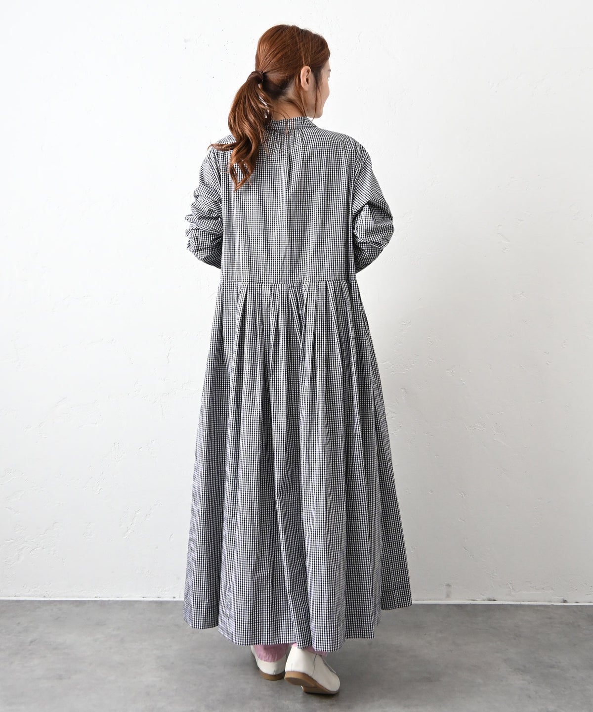 OMEKASI｜前開きチェックタックワンピース [[hag-197]][C]