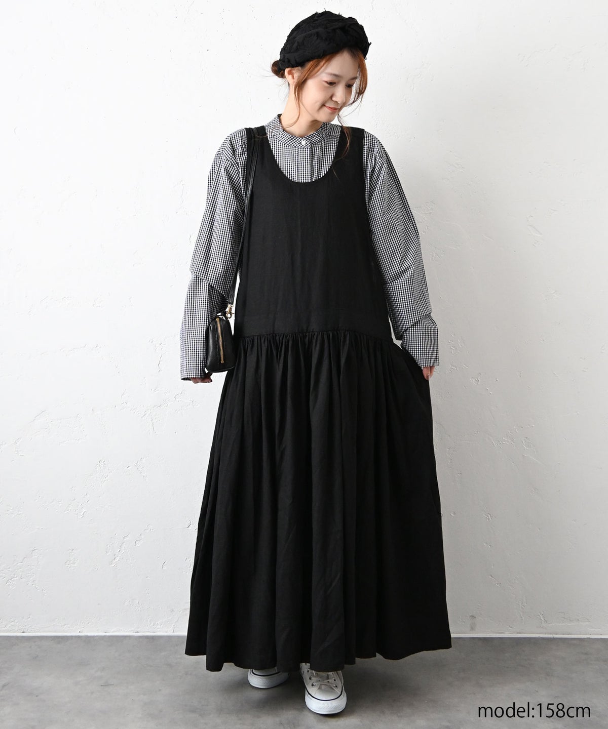 OMEKASI｜前開きチェックタックワンピース [[hag-197]][C]