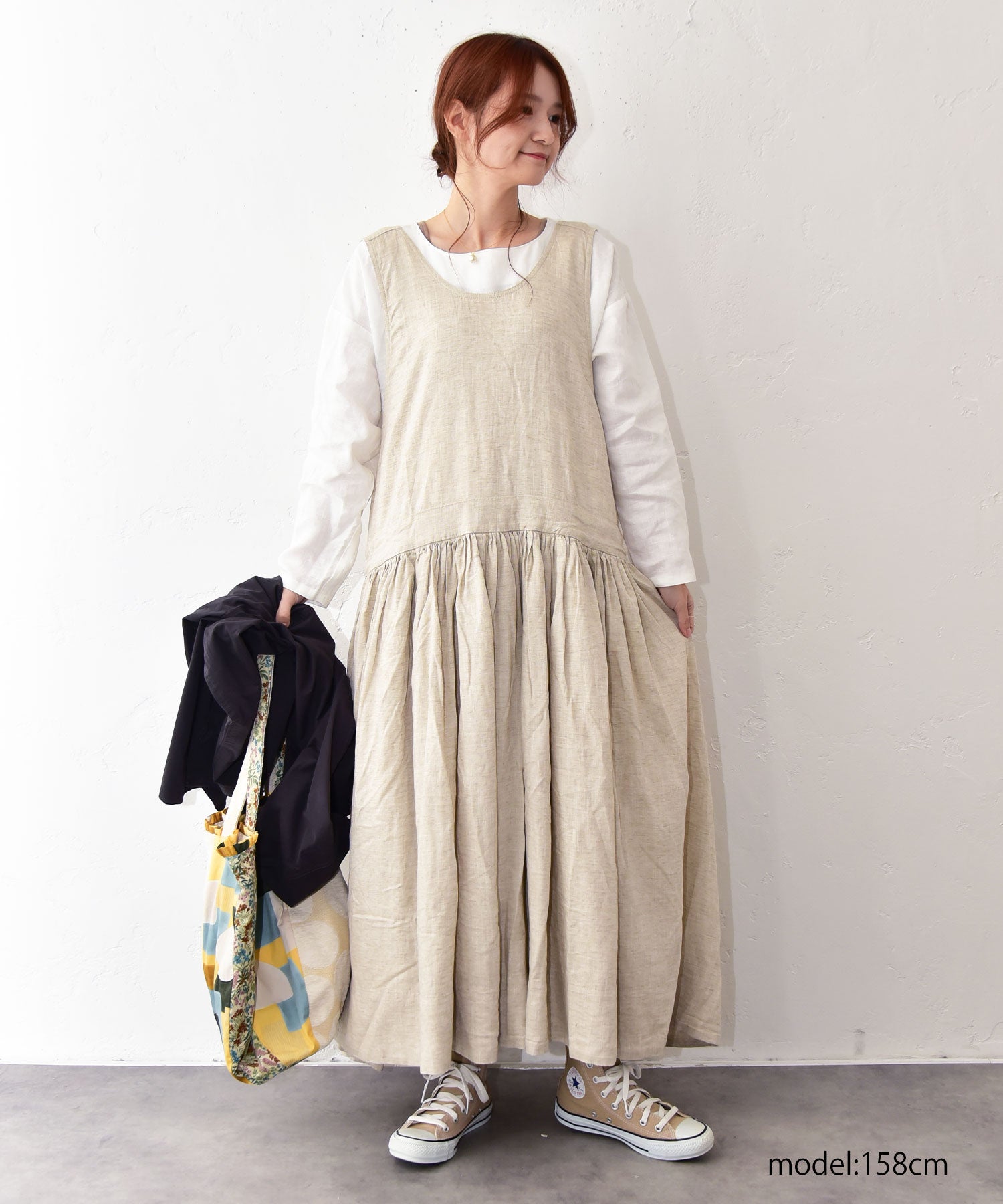 hagumu｜リネン混エプロンワンピース [[hag-179]][C] | ma28 ONLINE STORE
