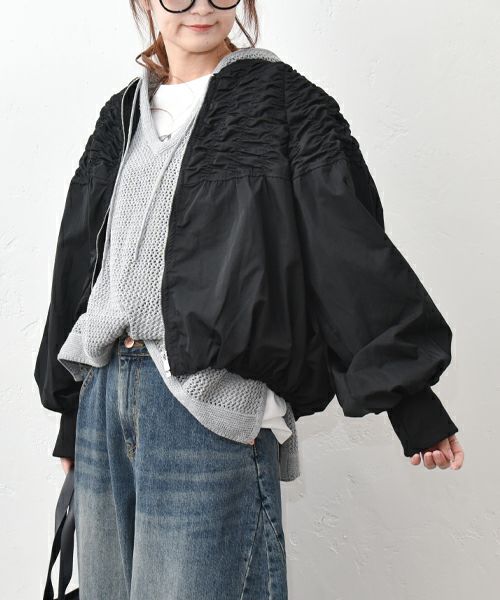 HUMS｜シャーリングデザインブルゾン [[410162]][C]
