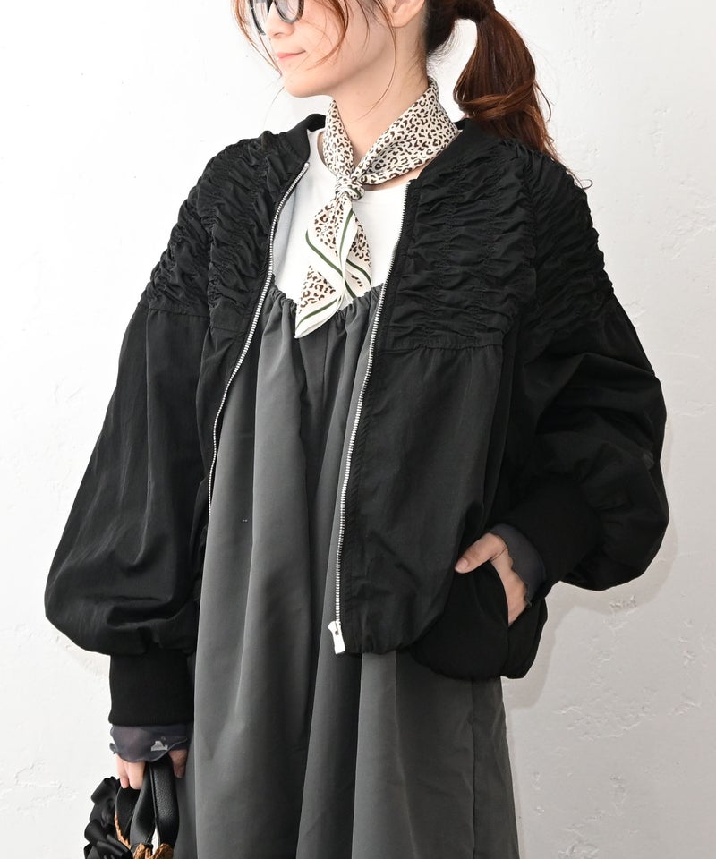 HUMS｜シャーリングデザインブルゾン [[410162]][C]