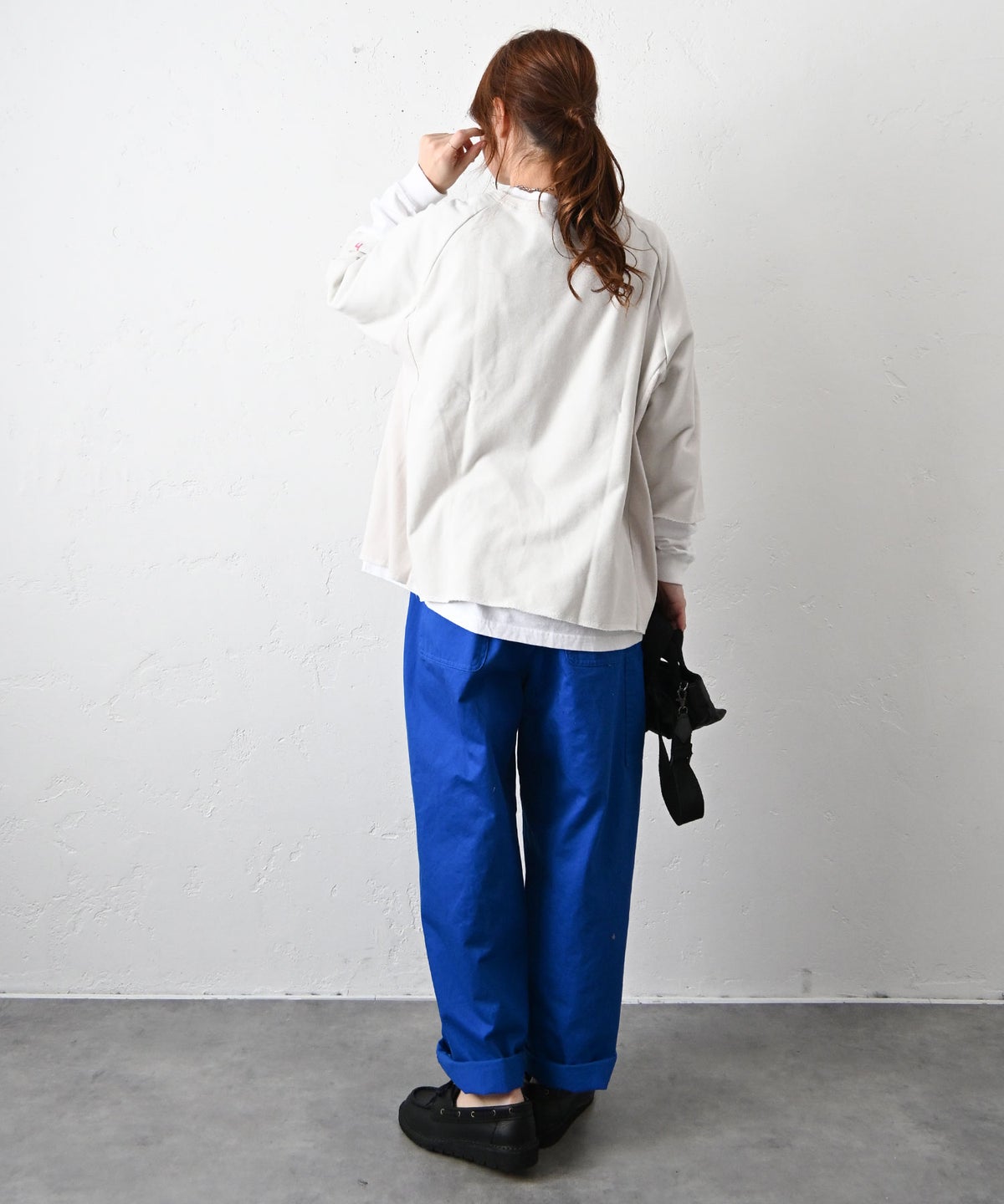 her.｜ミニ裏毛　7分袖サイドリブ切りっぱなしカットソー [[131339H]][C]