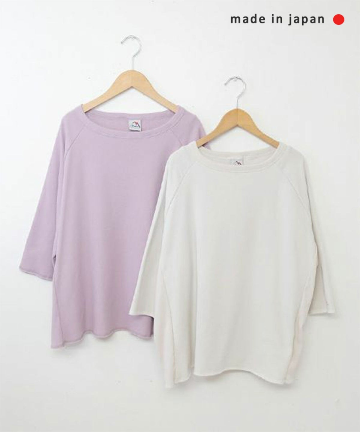  her.｜ミニ裏毛　7分袖サイドリブ切りっぱなしカットソー [[131339H]][C]