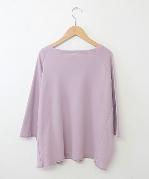  her.｜ミニ裏毛　7分袖サイドリブ切りっぱなしカットソー [[131339H]][C]