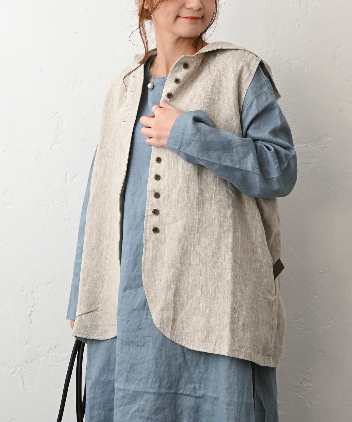 08Mab｜リネンフード付前開きベスト [[CF-1025HF1308]][C]