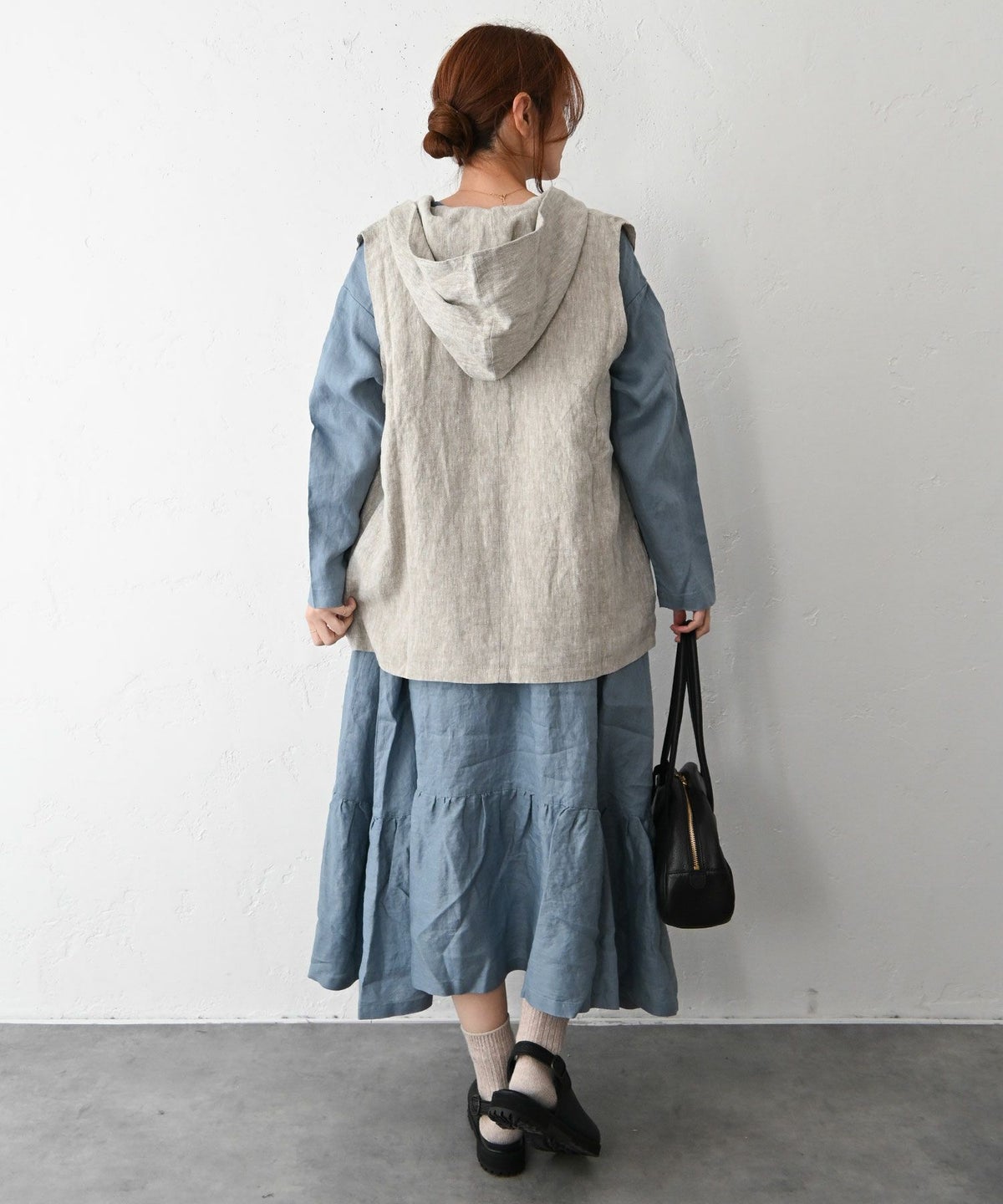 08Mab｜リネンフード付前開きベスト [[CF-1025HF1308]][C]