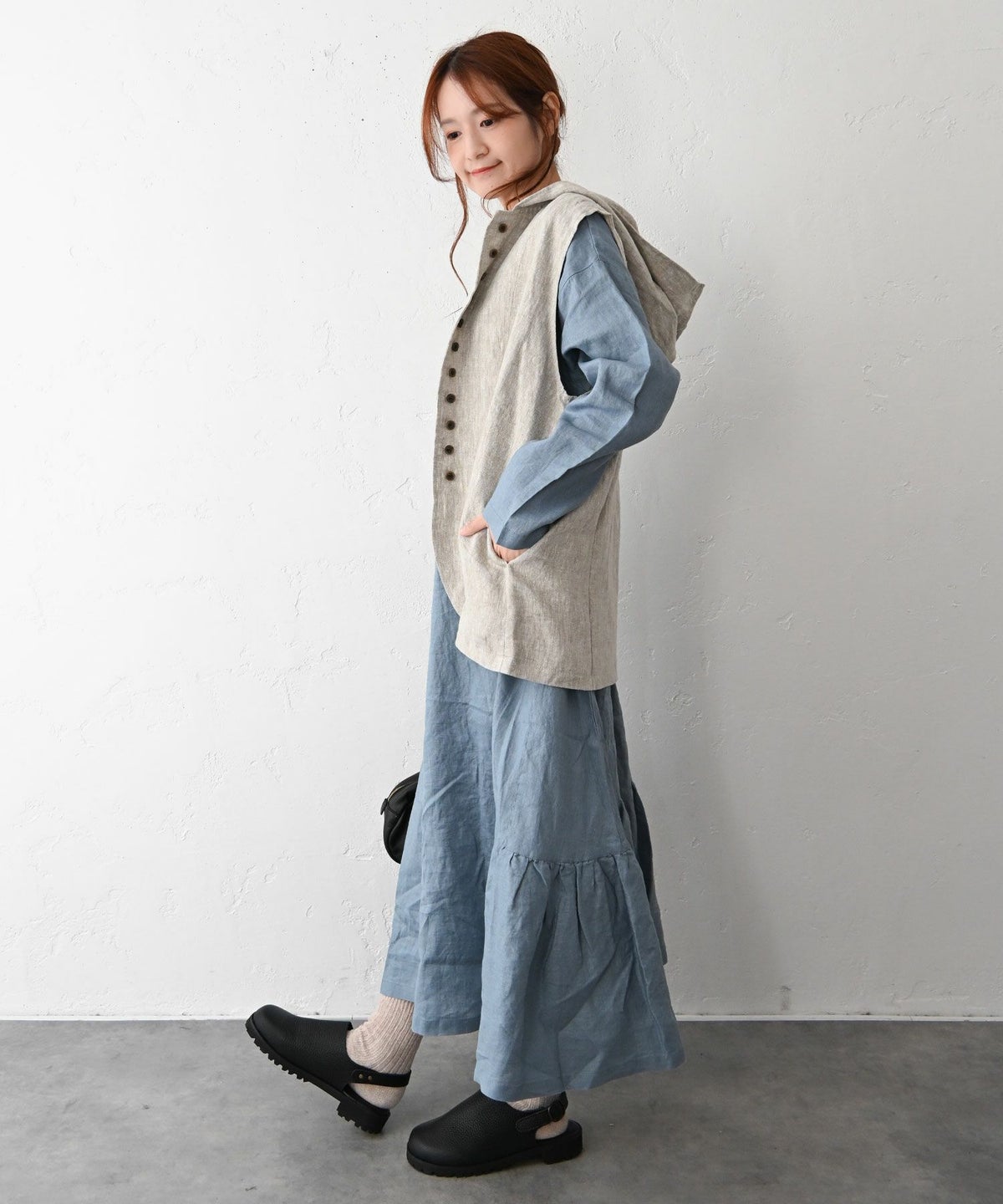 08Mab｜リネンフード付前開きベスト [[CF-1025HF1308]][C]