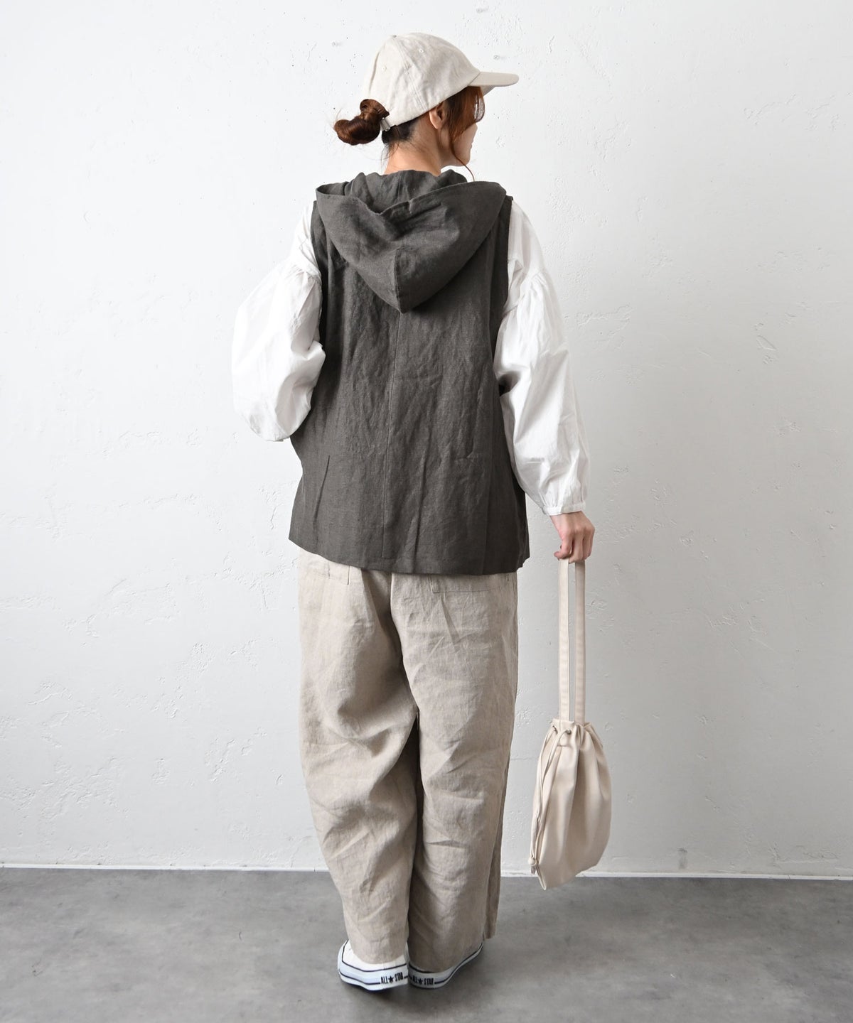 08Mab｜リネンフード付前開きベスト [[CF-1025HF1308]][C]