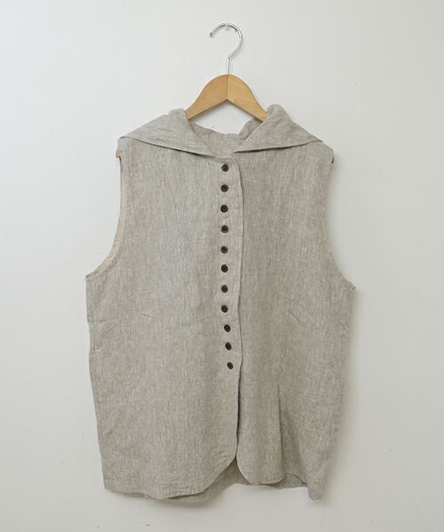08Mab｜リネンフード付前開きベスト [[CF-1025HF1308]][C]