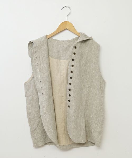 08Mab｜リネンフード付前開きベスト [[CF-1025HF1308]][C]