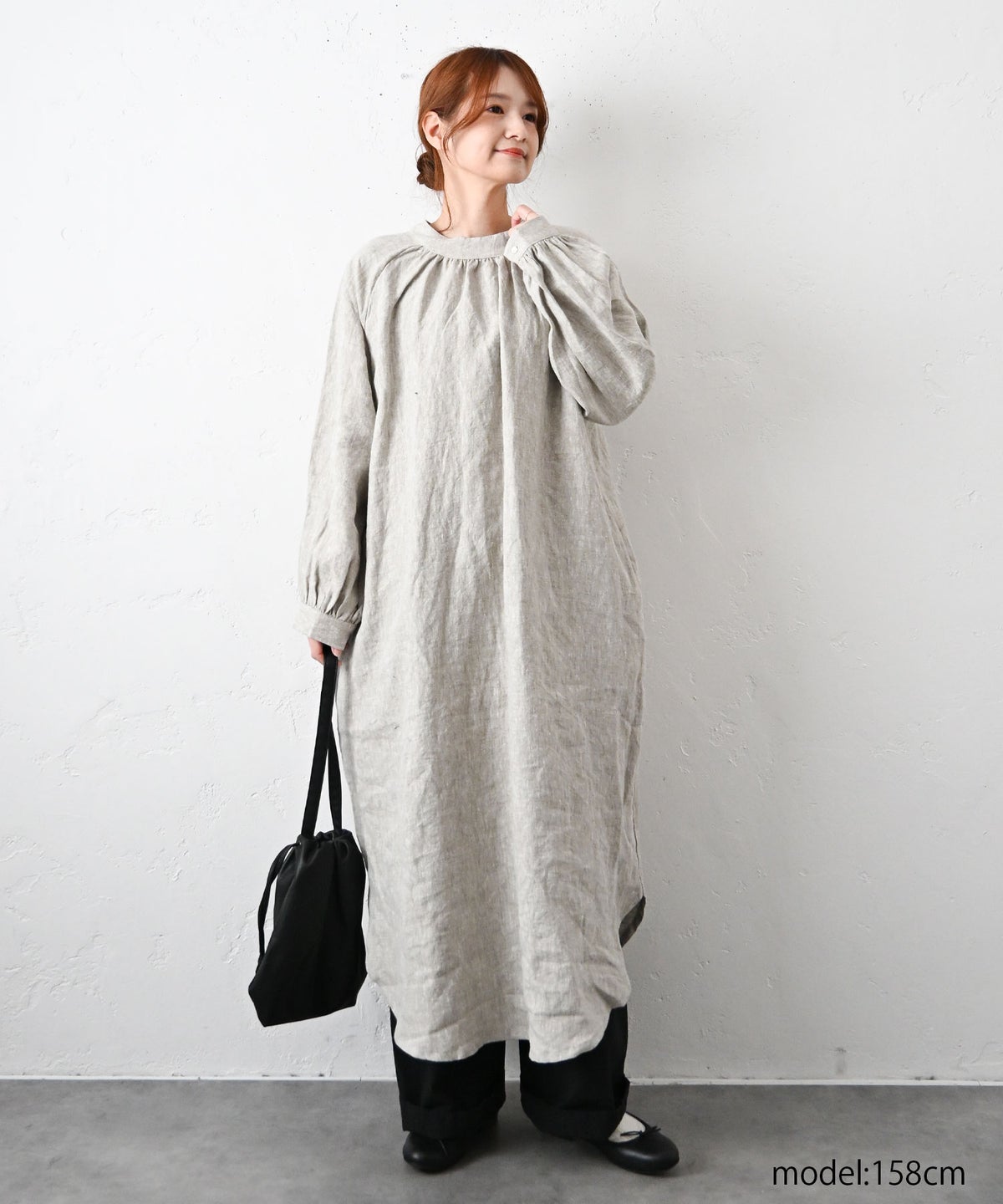 08Mab｜リネンボリュームスリーブ前開きワンピース [[CF-1025HF1300]][C]