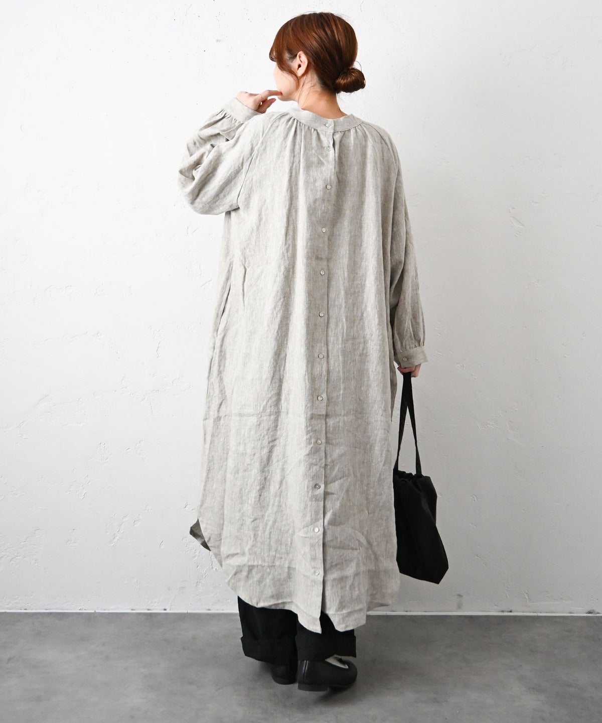 08Mab｜リネンボリュームスリーブ前開きワンピース [[CF-1025HF1300]][C]