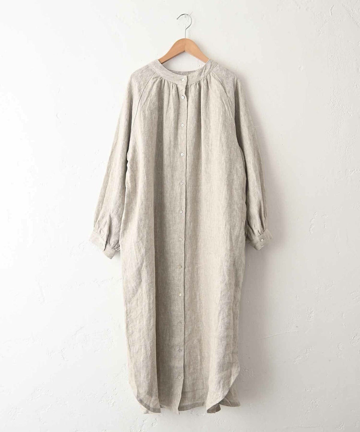 8Mab｜リネンボリュームスリーブ前開きワンピース [[CF-1025HF1300]][C]