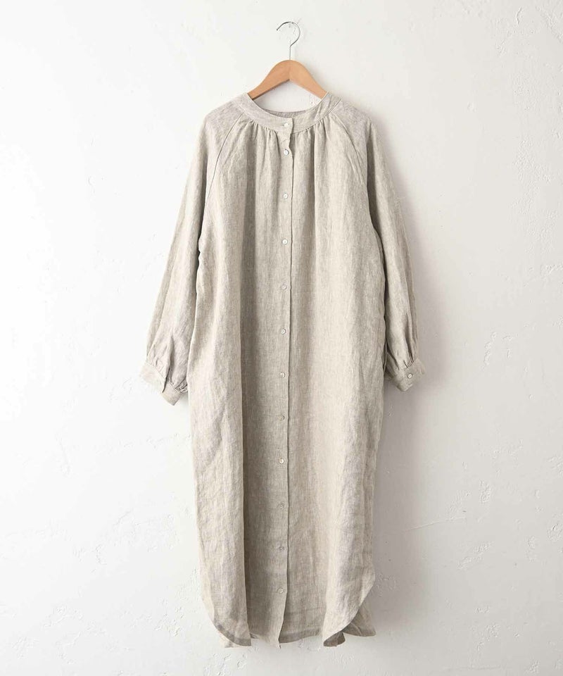 8Mab｜リネンボリュームスリーブ前開きワンピース [[CF-1025HF1300]][C]