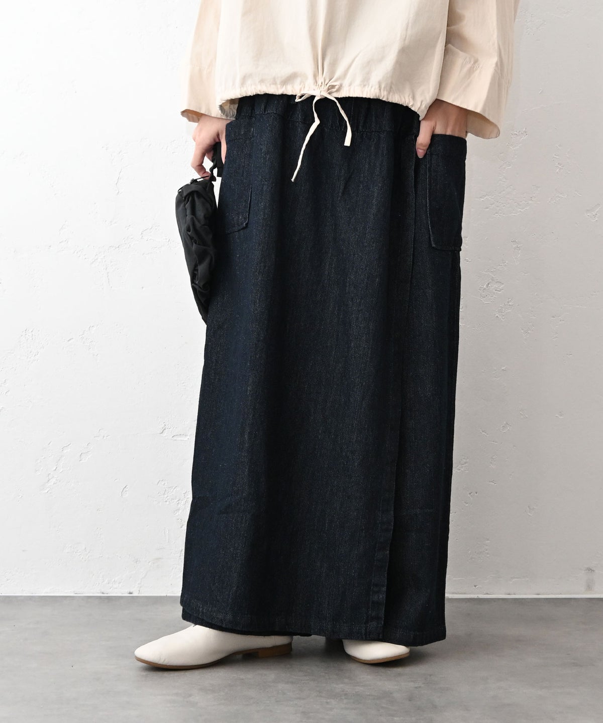 08Mab｜リネンコットンデニムスカート風パンツ [[CF-1224HF1101]][C]