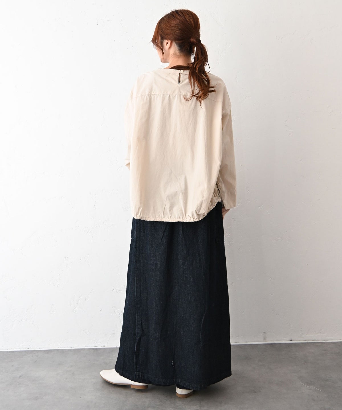 08Mab｜リネンコットンデニムスカート風パンツ [[CF-1224HF1101]][C]