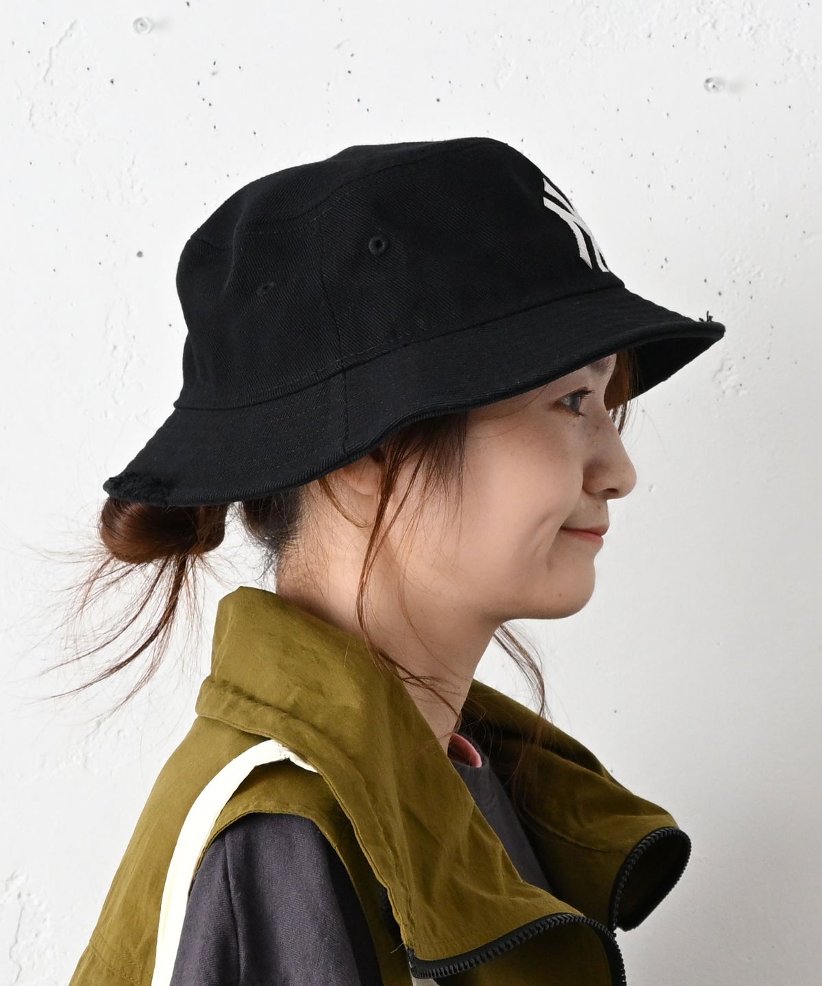 NEW ERA｜BUCKET01 NEYYAN DAMAGED TWILL BLK [[14744774]][C]