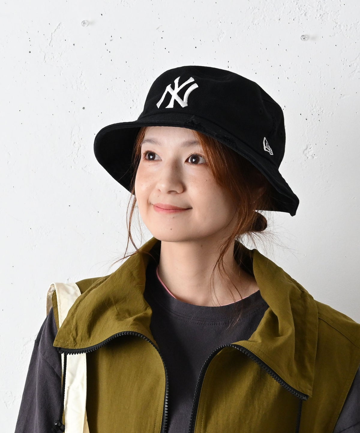 NEW ERA｜BUCKET01 NEYYAN DAMAGED TWILL BLK [[14744774]][C]