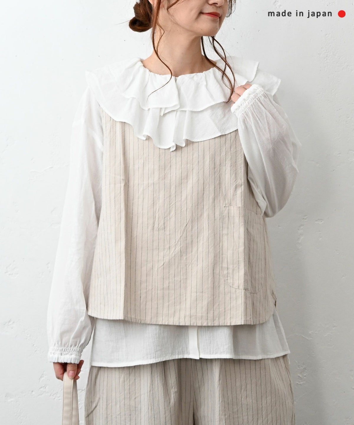 NARU｜ストライプラウンドベスト [[670837]][C]