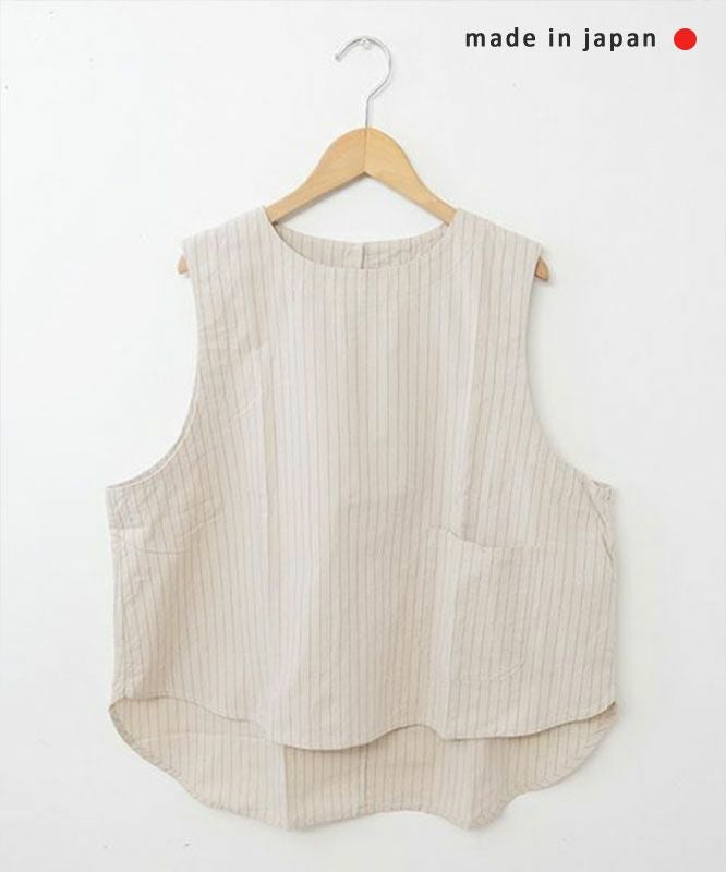  NARU｜ストライプラウンドベスト [[670837]][C]