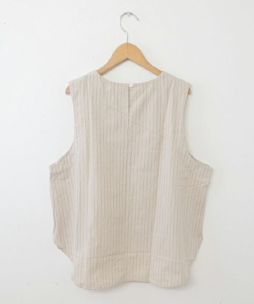  NARU｜ストライプラウンドベスト [[670837]][C]