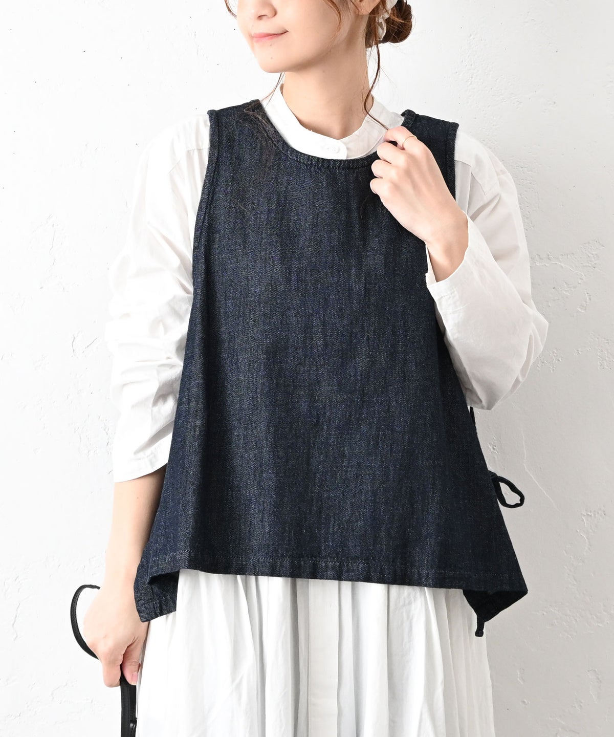 ista-ire｜綿麻サイドリボン2wayベスト [[3600-6000]][C]