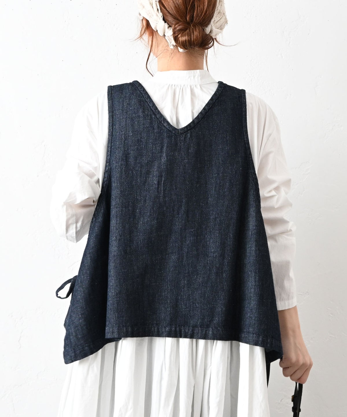 ista-ire｜綿麻サイドリボン2wayベスト [[3600-6000]][C]