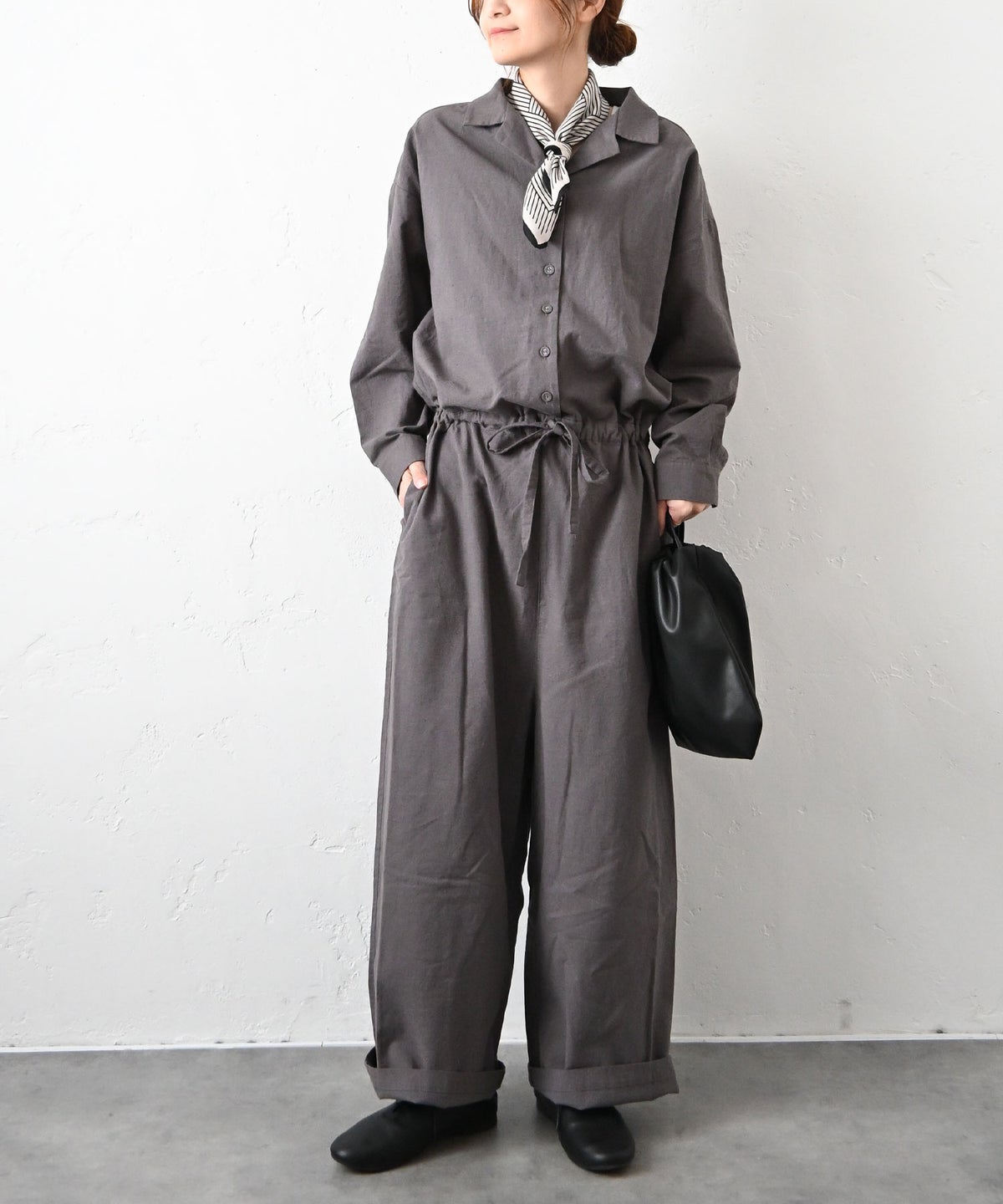 ista-ire｜綿麻開襟オールインワン [[7600-6050]][C]