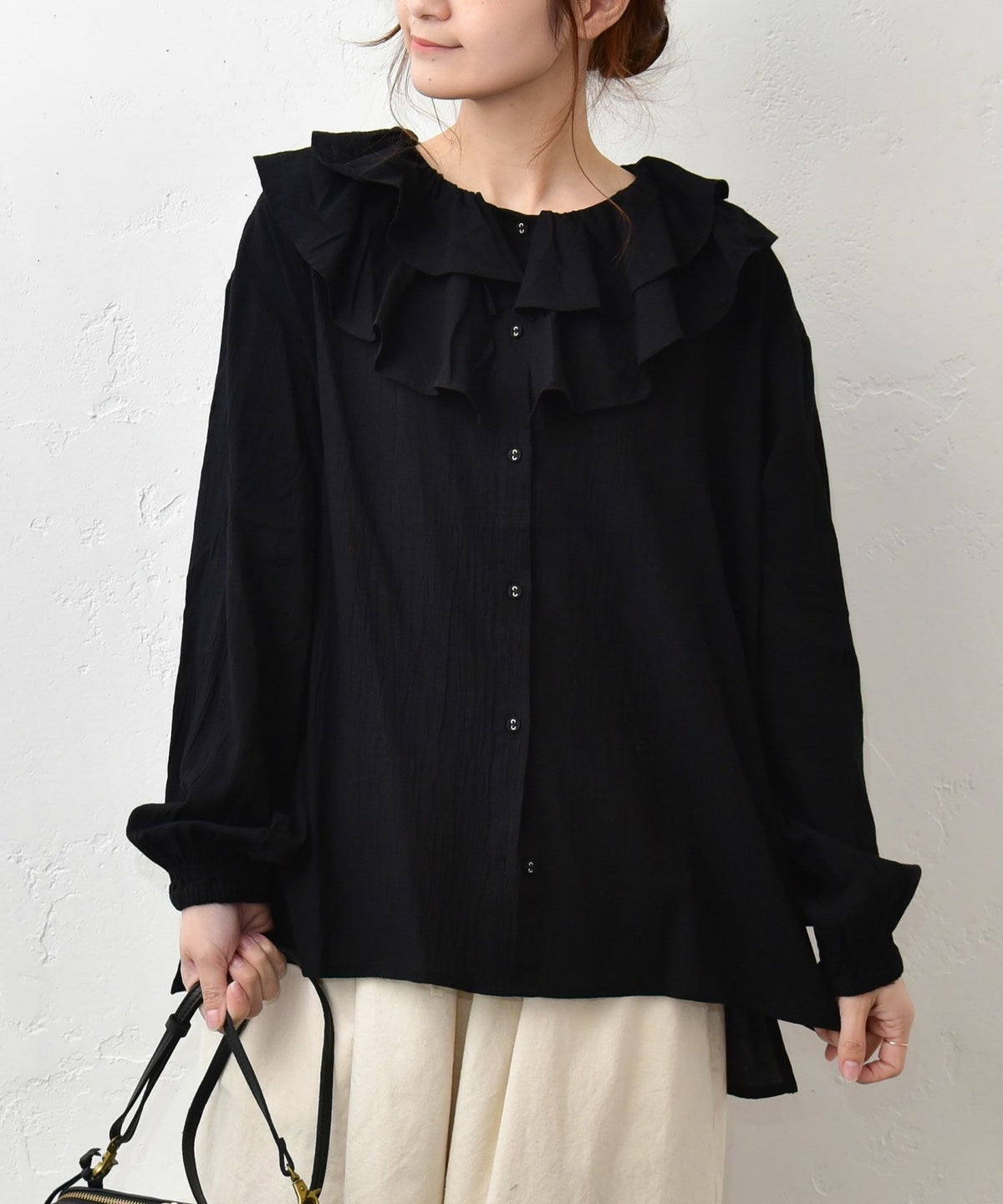 ista-ire｜ラッフルカラーブラウス [[4600-6350]][C]