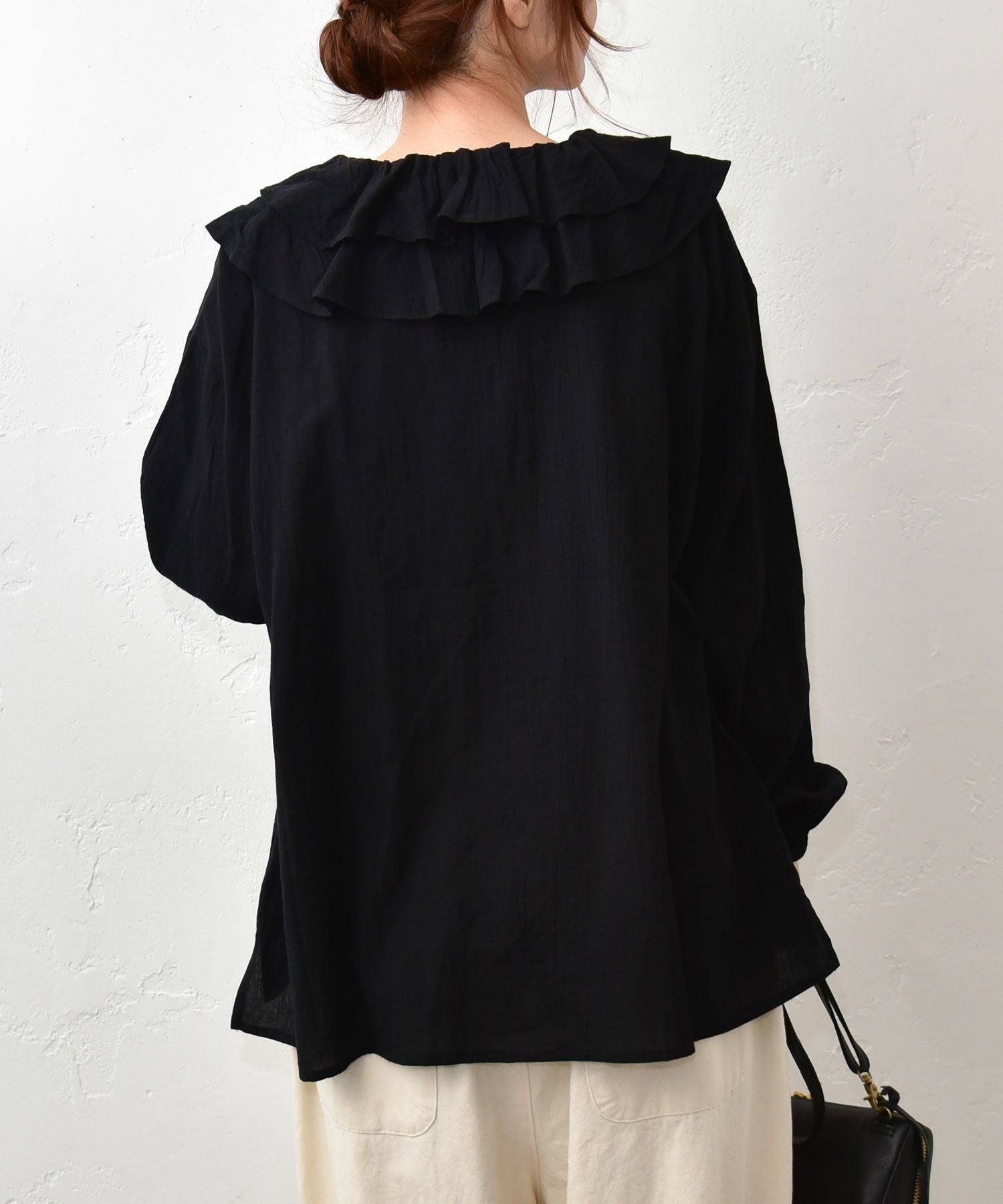 ista-ire｜ラッフルカラーブラウス [[4600-6350]][C] | ma28 ONLINE STORE