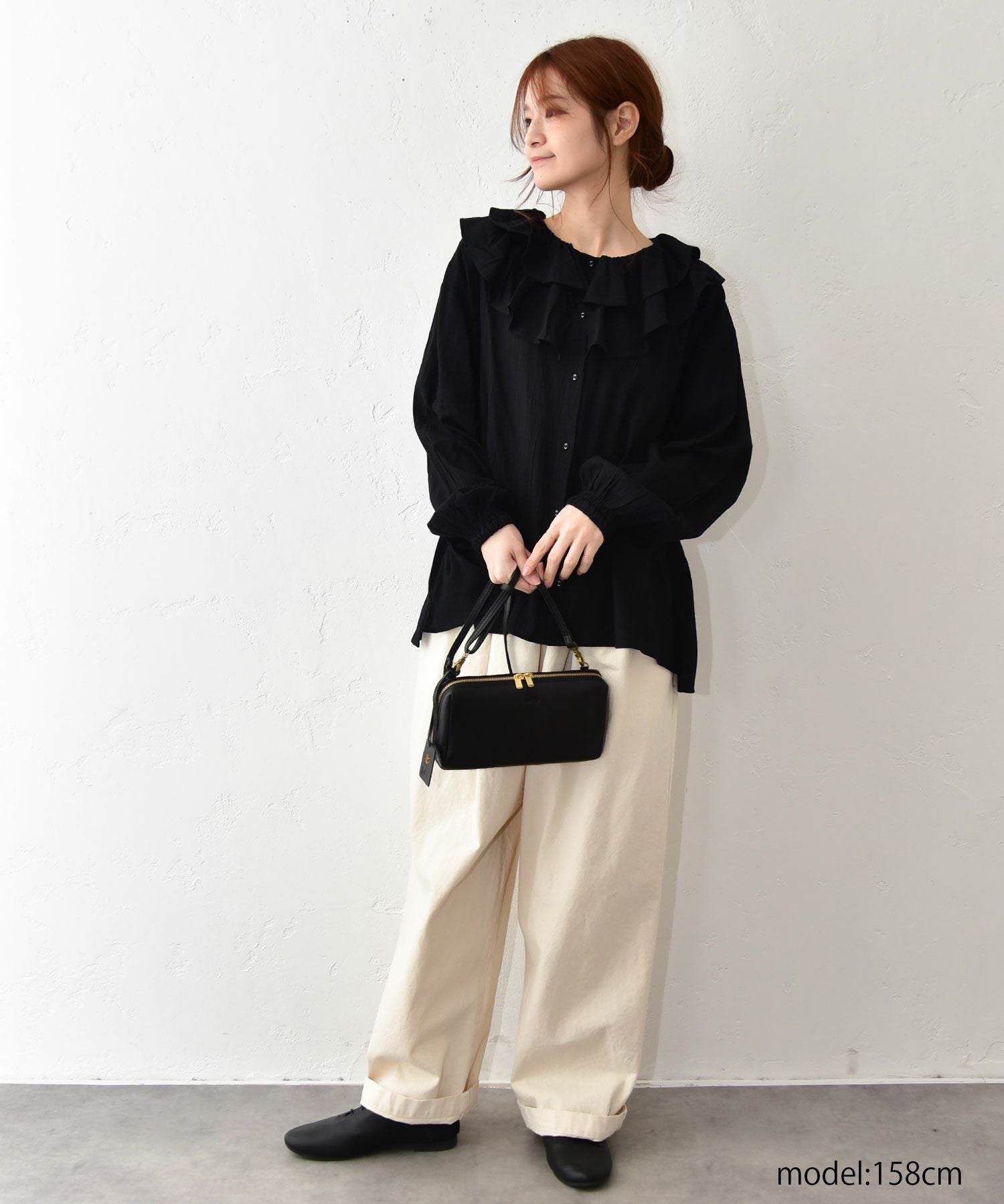 ista-ire｜ラッフルカラーブラウス [[4600-6350]][C] | ma28 ONLINE STORE