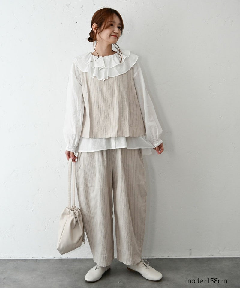 ista-ire｜ラッフルカラーブラウス [[4600-6350]][C] | ma28 ONLINE STORE