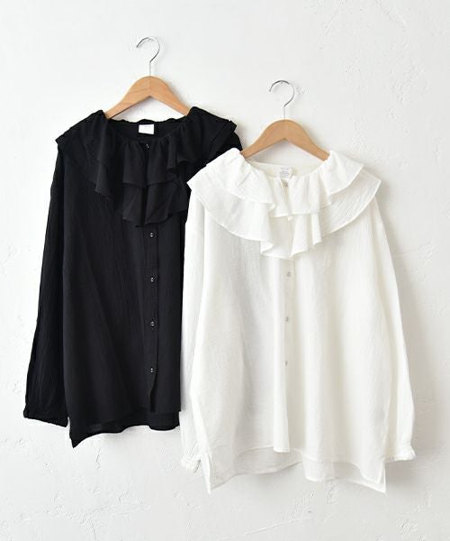 ista-ire｜ラッフルカラーブラウス [[4600-6350]][C] | ma28 ONLINE STORE