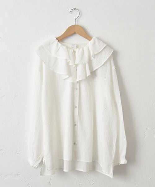 ista-ire｜ラッフルカラーブラウス [[4600-6350]][C] | ma28 ONLINE STORE